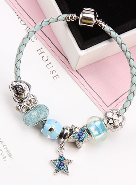 东大门潘家风格蓝色五角星琉璃珠