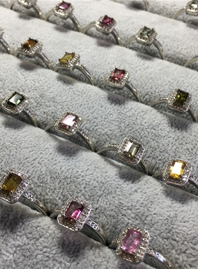 天然碧玺水晶饰品活扣戒指环