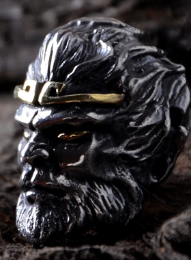 diy齐天大圣文玩纯银三通佛头