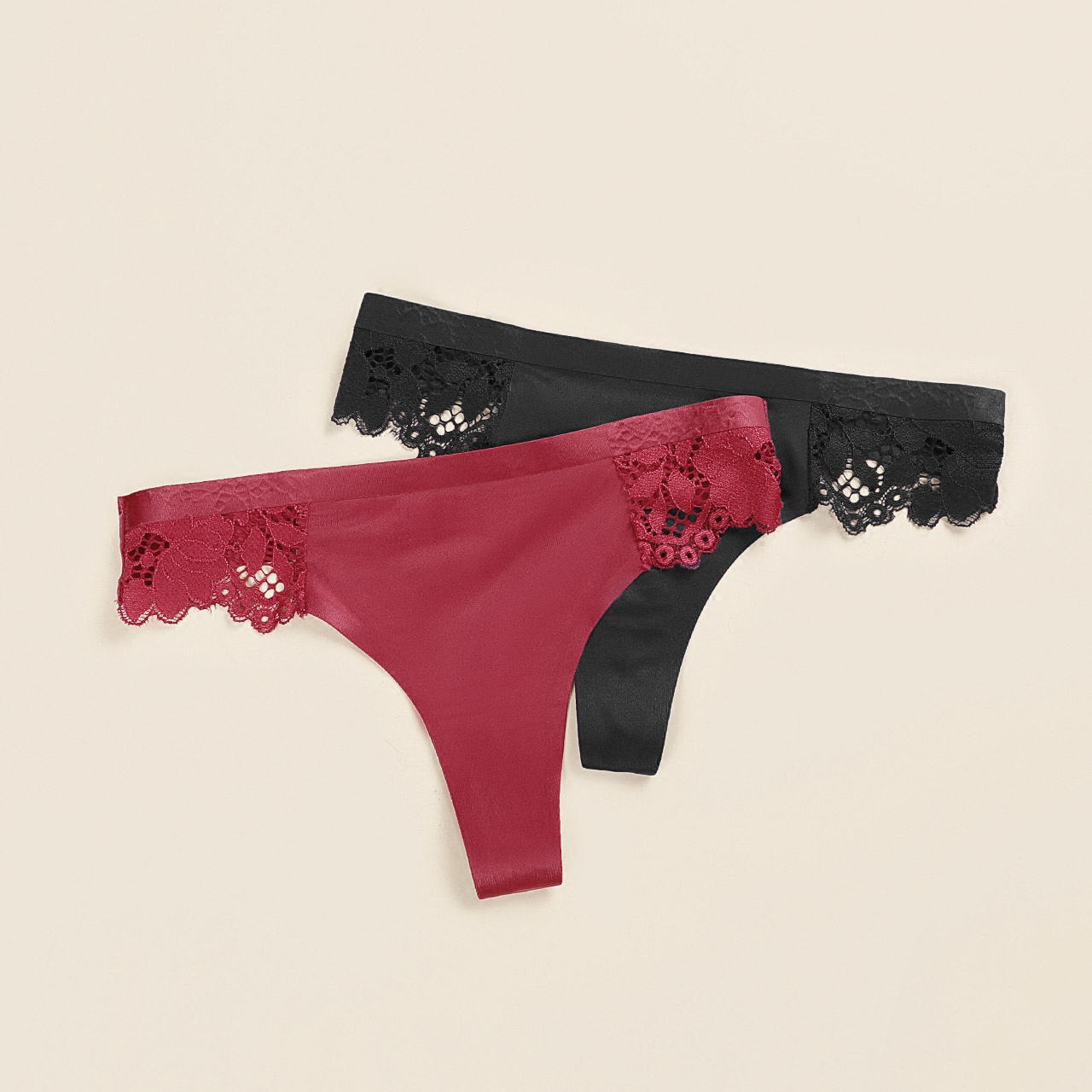 2条装欧美蕾丝性感低腰无痕三角裤 艾舒客内裤