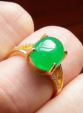 天然碧玉宝石戒指帝王925