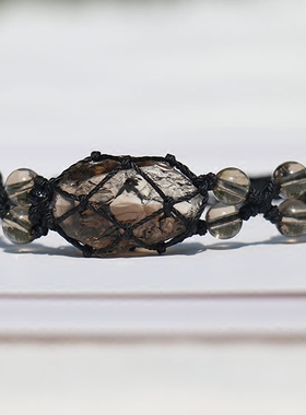 原石天然茶水晶手工手链