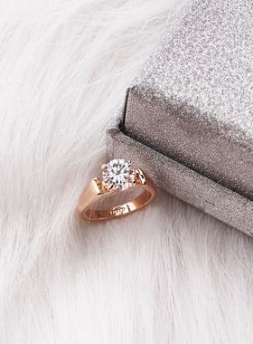 欧美简约夸张1克拉4水晶锆石