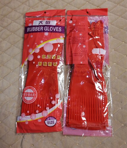大田38公分红色乳胶手套加长洗碗防水耐用防静电劳保家务手套 - 图1