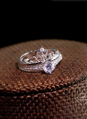 925银开口二合一公主戒指女