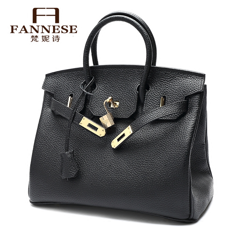 荔枝纹真皮头层牛大容量新娘铂金包 梵妮诗女士包袋