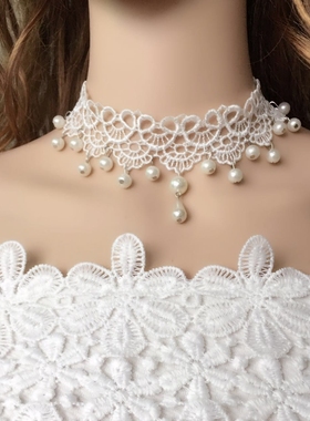 低领项链锁骨蕾丝脖子黑色装饰性