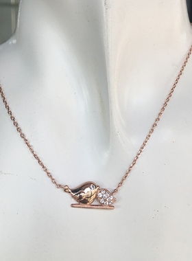 小鸡纯银玫瑰金锁骨链