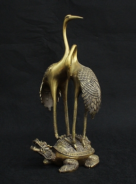 纯铜摆件玄武龟仙鹤祝寿礼品