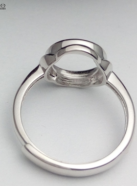 s925镀白金活口女款正圆戒指托