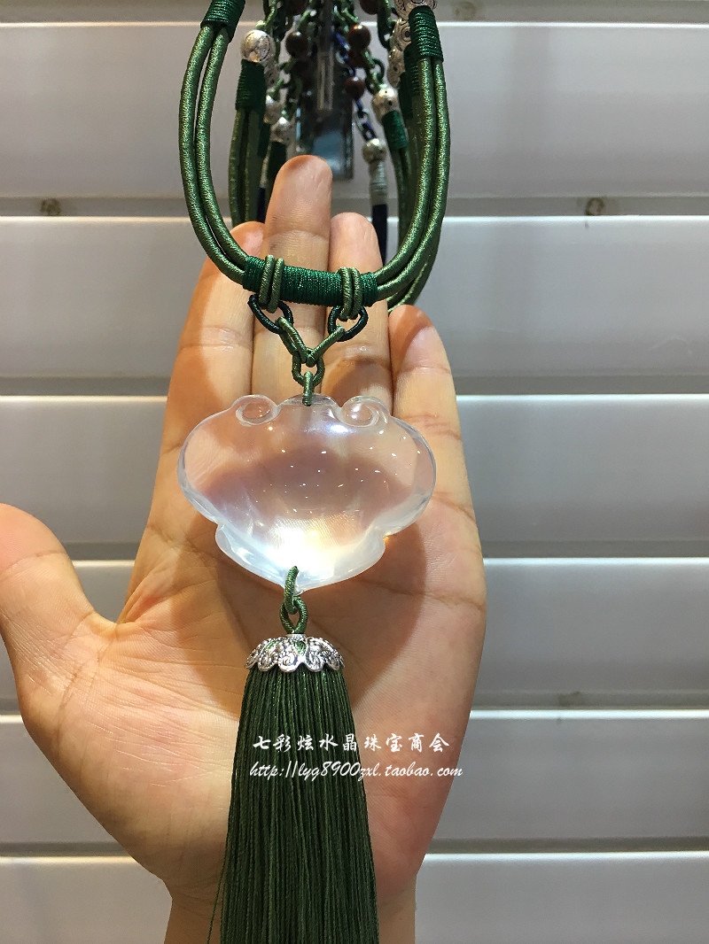 专柜招财白水晶吉祥如意车挂后视镜饰品平安车载风水家居室装饰-图0