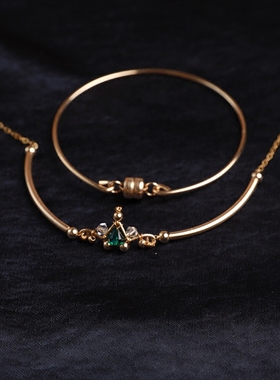 jwooco原创美国14k注金水晶手链