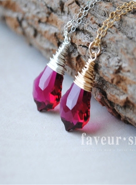 加拿大宝石红黑色水晶项链