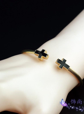 日韩风金色十字架夜店手环新品