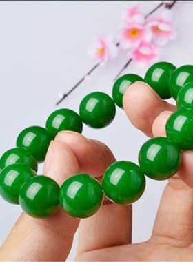 欧美风菠菜绿玉器工艺品手链