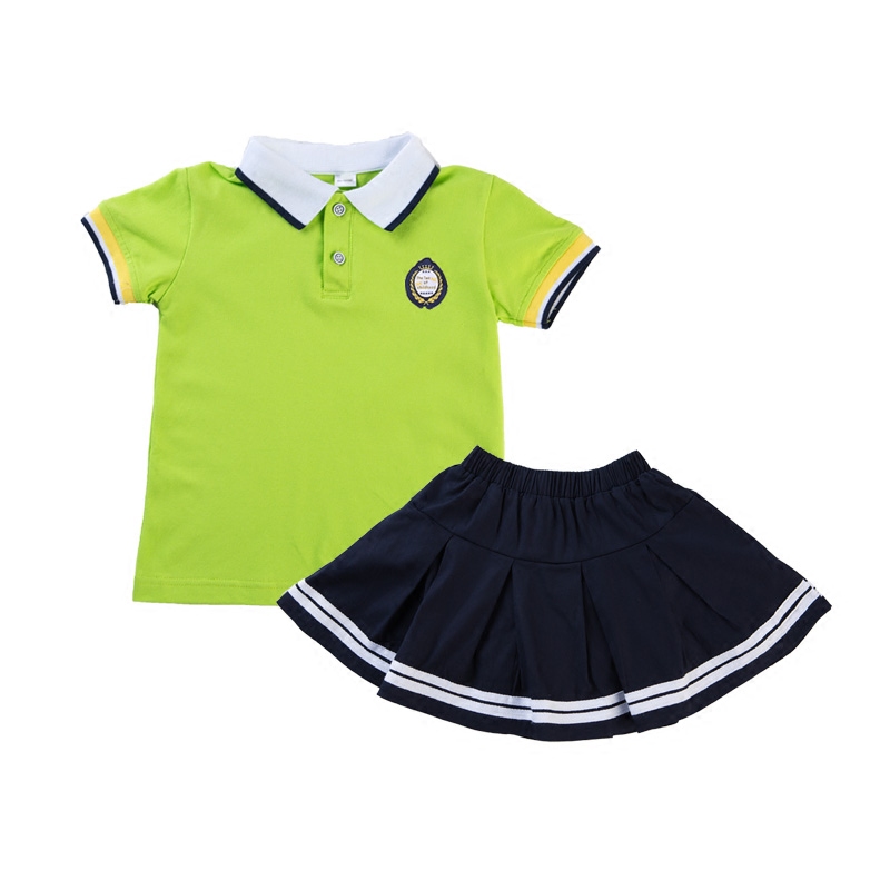 幼儿园园服夏季毕业班服短袖套装一二三年级小学生校服夏装绿色