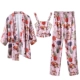 Naomi Pyjama Nữ mùa xuân và mùa thu Satin Satin ba mảnh Dịch vụ gia đình Ice Silk Sexy Pyjama 2019 Mới - Bộ Pajama những kiểu đồ bộ may đẹp Bộ Pajama