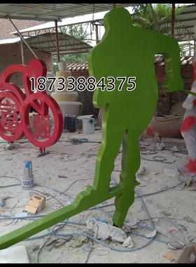 不锈钢剪影公园抽象模型人物雕塑