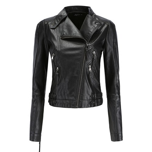 2025春秋时尚女士新款皮夹克女短款韩版pu皮黑色机车小个子短外套 - 图3