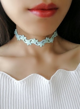 choker流萤日系渐变刺绣珍珠项链