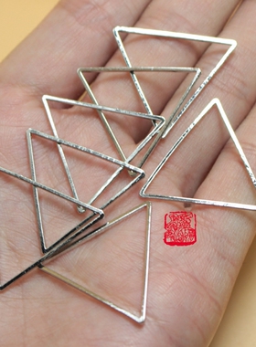 手工耳环DIY饰品挂件黄铜配件 镀白K色 25mm三角形铜管圈材料配件