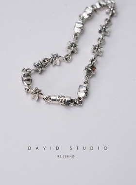 davidstudio925纯银朋克风手链