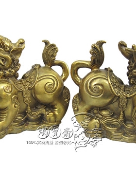 貔貅天禄如意摆件纯铜质一对