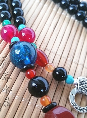 黑玛瑙泰国佛牌民族风毛衣项链