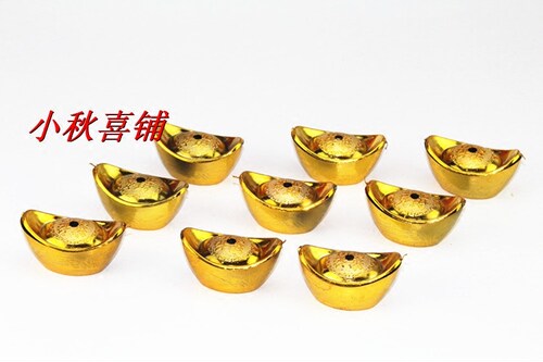 新年热销小金元宝子孙桶配件镀金塑料龙凤图案中国结乔迁结婚装饰 - 图1