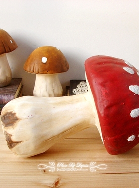 蘑菇田园风陶土复古做旧装饰摆件