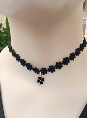 时尚百搭简约蕾丝四叶草锁骨链女