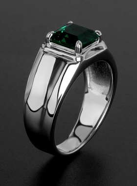绿碧玺祖母绿色绿尖晶男士戒指
