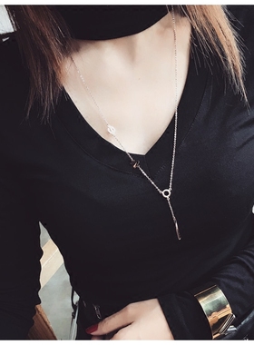 love字母长款钛钢防过敏毛衣链