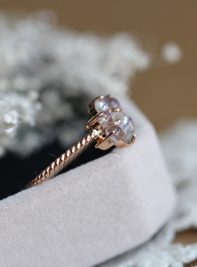 天然冰种月光石戒指猫爪萌宠闺蜜