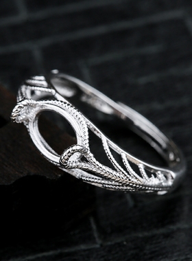 925银蜜蜡红宝石琥珀戒指空托