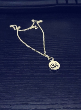 欧姆om镂空磨砂字符祈祷项链