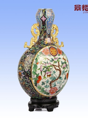 中式风贺寿玉壶春送领导景泰蓝