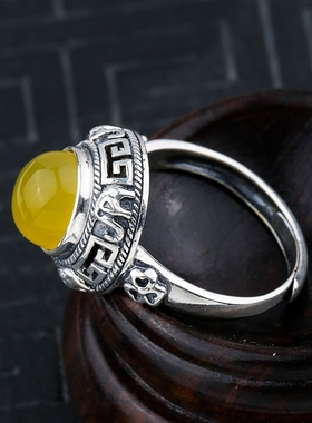 南红复古霸气风戒指空托