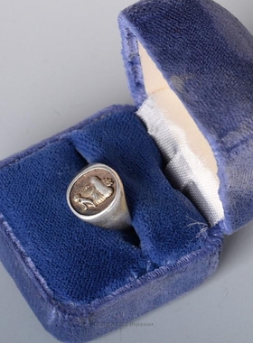 西洋古董女士925银浮雕印章戒指