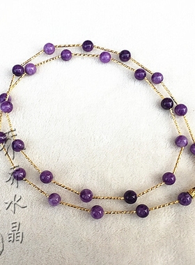 紫色玉髓水晶泰国佛牌毛衣项链