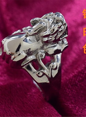 霸气潮人男士个性韩版戒子潮食指貔貅戒指经文招财男钛钢防身指环