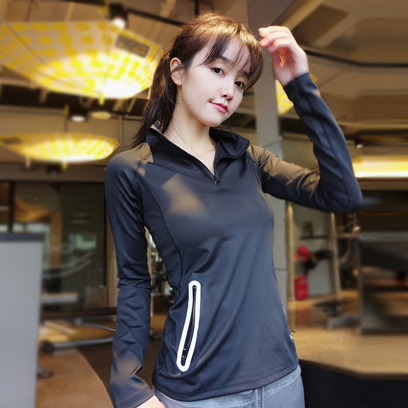 岚纹运动紧身套头衫长袖瑜伽服t恤 岚纹健身衣