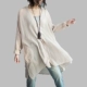 Áo sơ mi cotton và vải lanh 2019 hè Hàn Quốc của mẫu áo thun nữ cổ chữ V mới này rộng tay áo sơ mi dài tay văn học - Áo sơ mi áo sơ mi nữ dài tay cho người béo Áo sơ mi