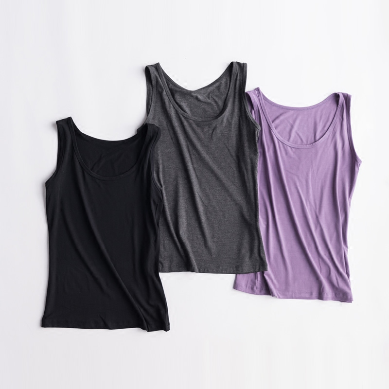 莫代尔女士纯色吊带短袖t恤打底衫 爱央央背心吊带