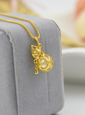 韩版仿黄金颈链葫芦吊坠送女友