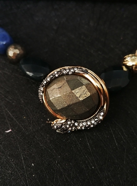 欧美日韩风玻璃水晶真金电镀项链