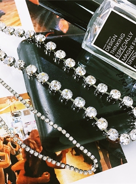 欧美风镶钻街拍多种戴法短项链