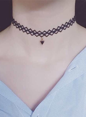 choker原宿几何三角形蕾丝锁骨链