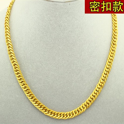 越南沙金项链男士日韩新款镀黄金链子不掉色个性时尚圆珠链潮饰品 - 图3