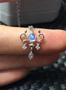 玻璃体月光石吊坠纯银简约